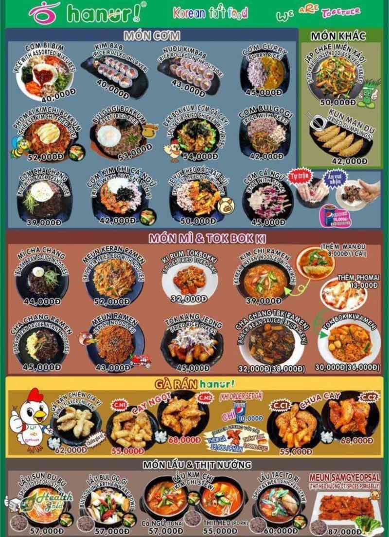 Hanuri Korean Fast Food: Review menu giá cả, kinh nghiệm ăn uống A-Z 
